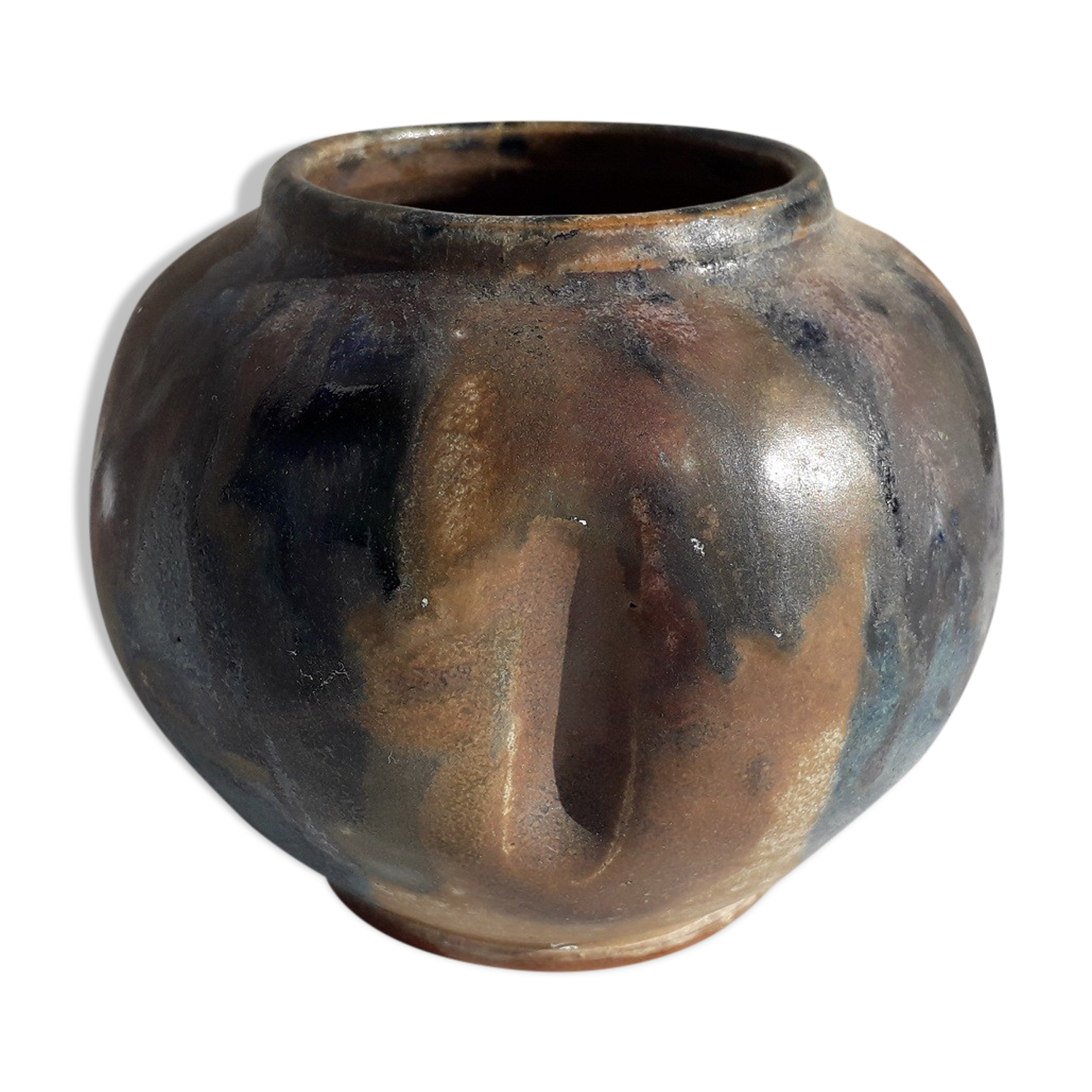 Signed stoneware ball vase