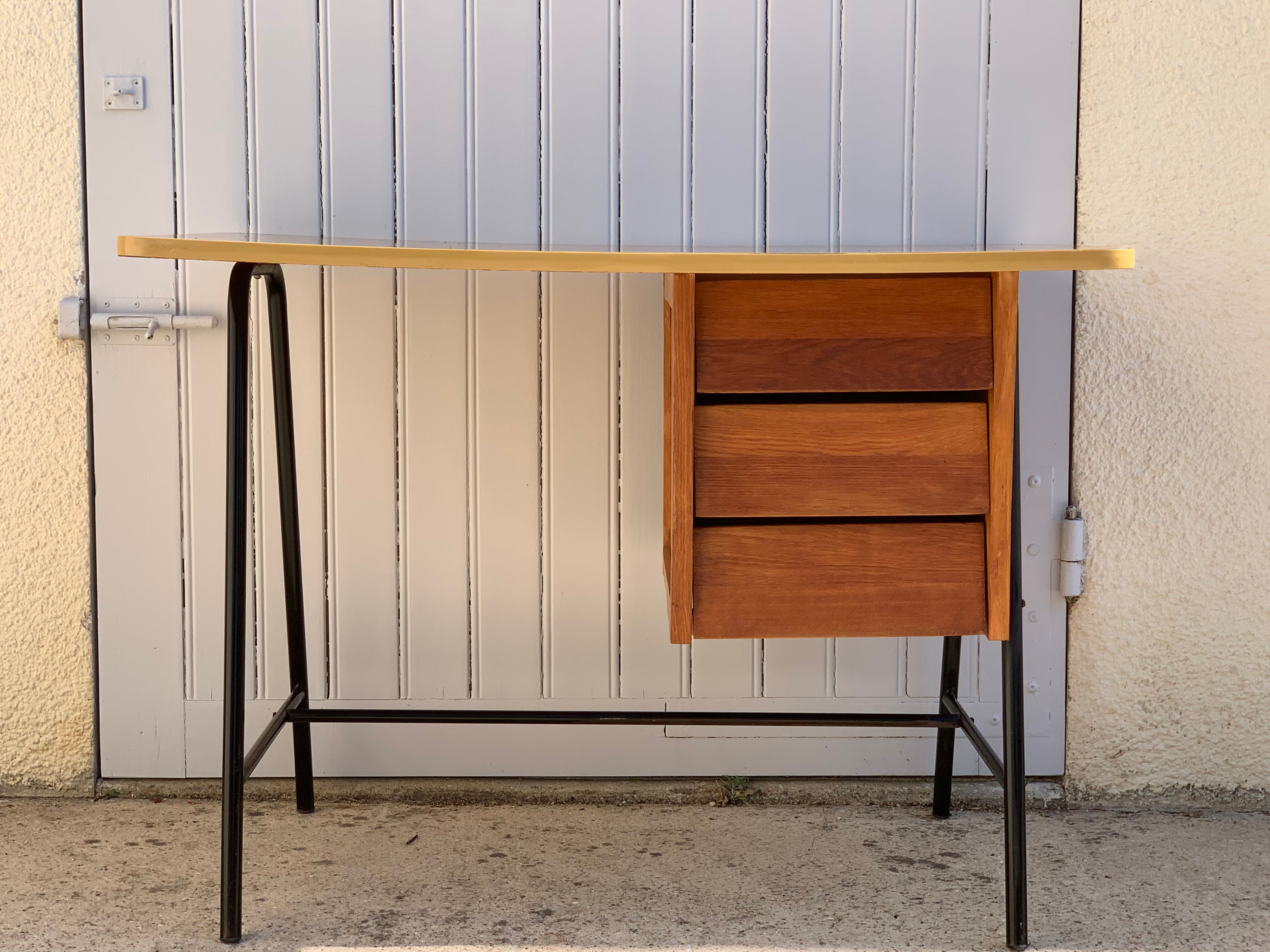 Vintage wood and formica desk 1950
