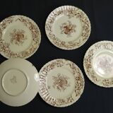 12 iron earthenware dessert plates, longchamp ribbons model