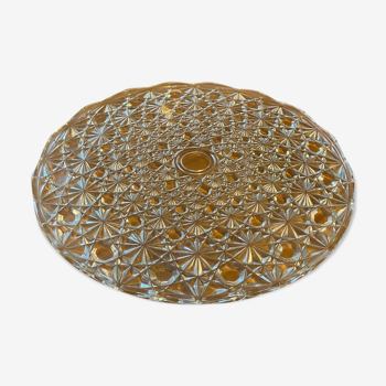 Round dish in chiseled glass