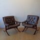 Norwegian Easy Chairs in Leather by Jon Hjortdal, Velledalen. Set of 2.