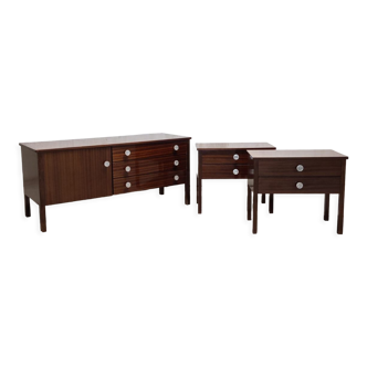 Set enfilade and bedside tables in vintage lacquered wood