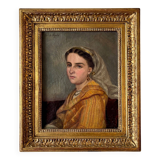 Portrait à l'huile sur toile encadré