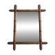 Antique bamboo style mirror, altered wood, turned, late 19th century, 50x42 cm