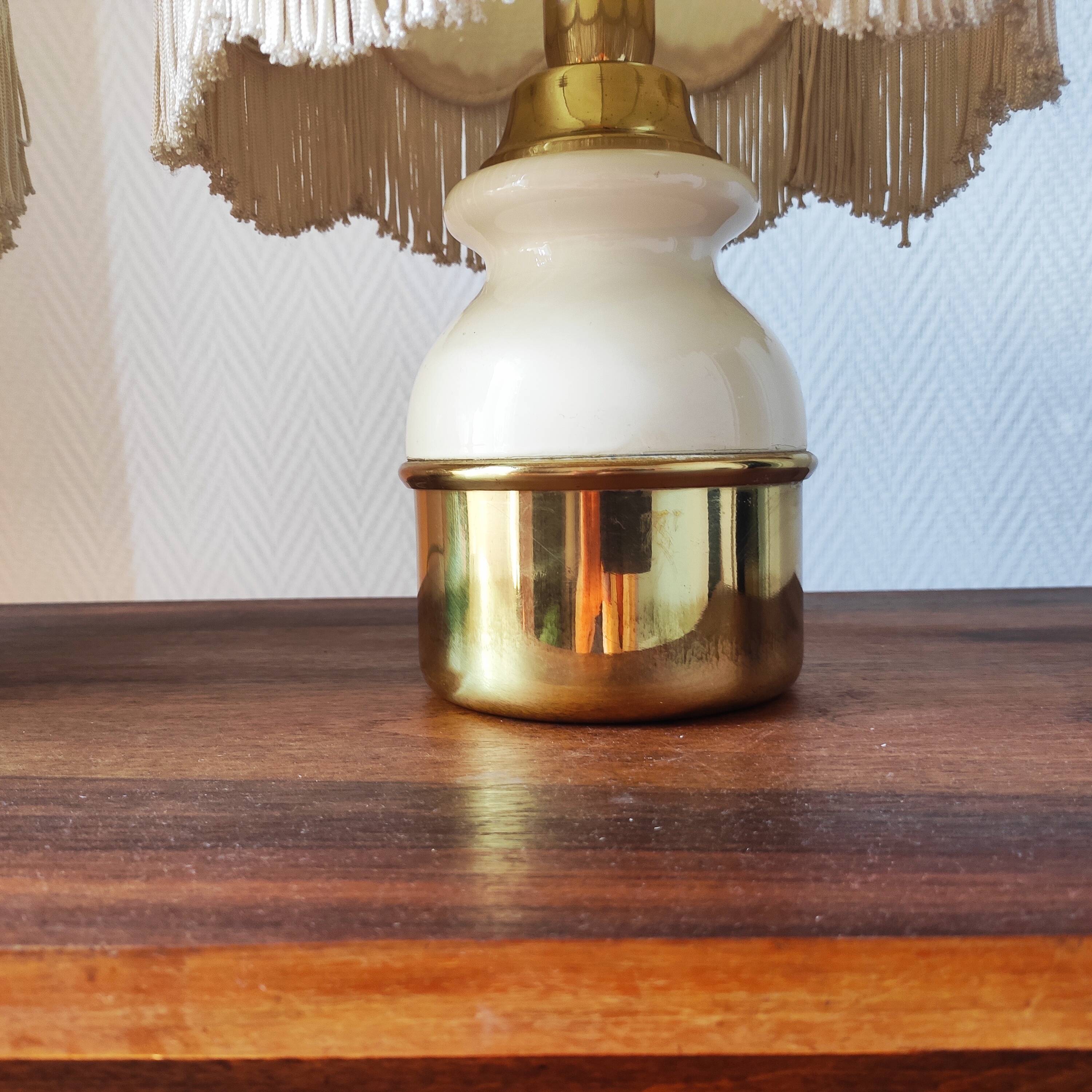 Pair of brass lamps