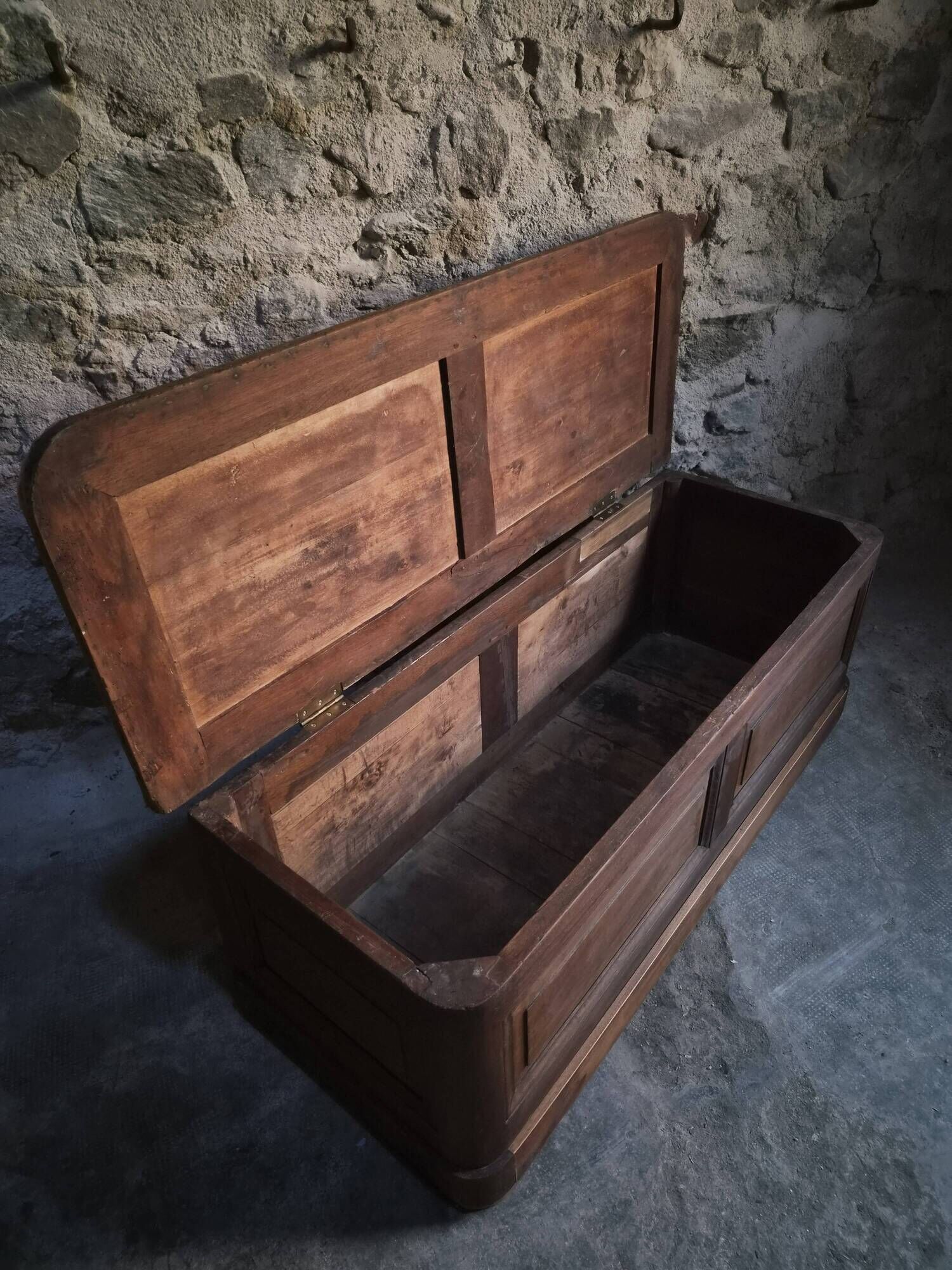 Antique French oak storage bench / blanket box, 1800–1850