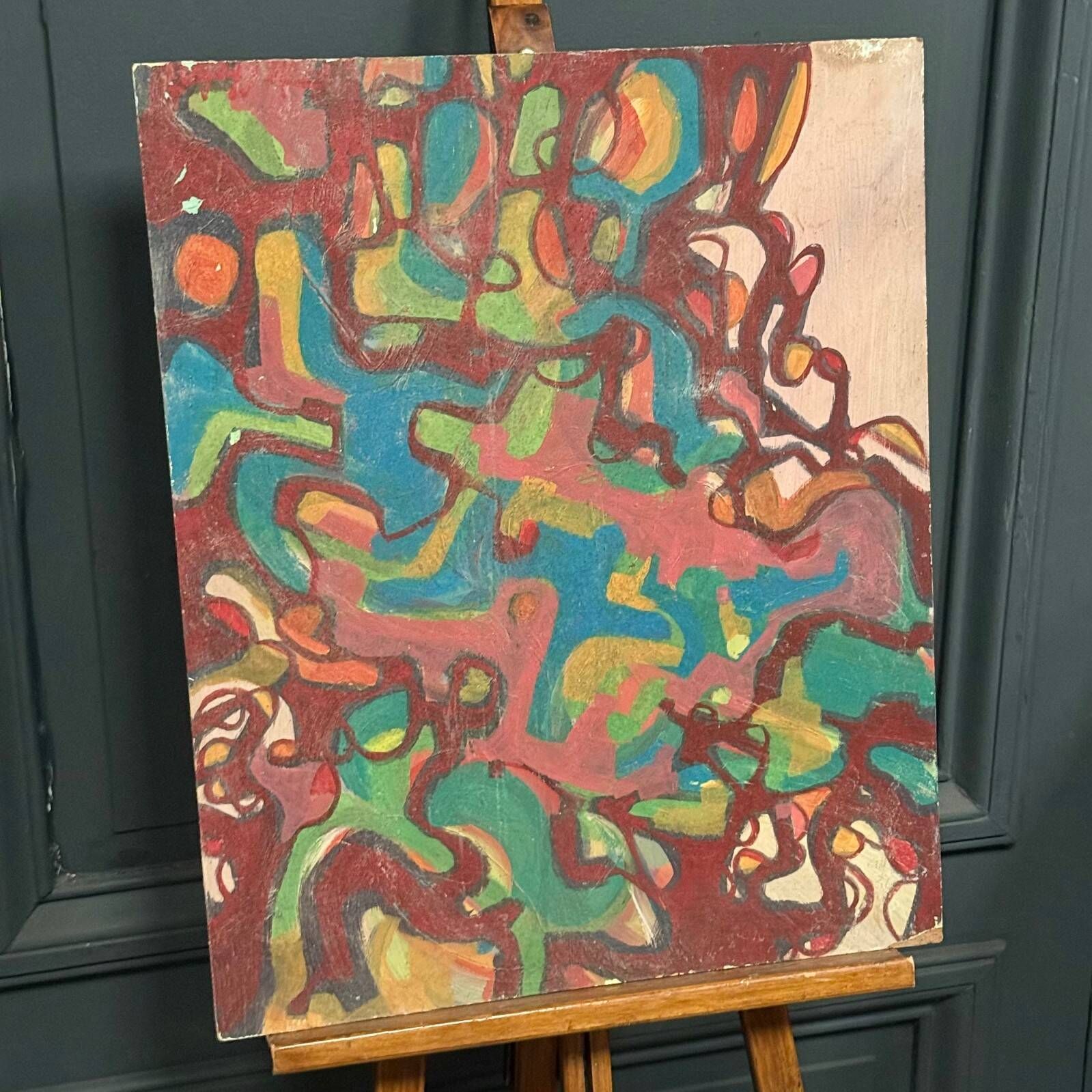 Oil on panel modern composition by François