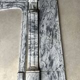 Pompadour fireplace in Louis XV style from around 1880 in blue floral marble.