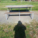 Industrial or Community Table with Benches