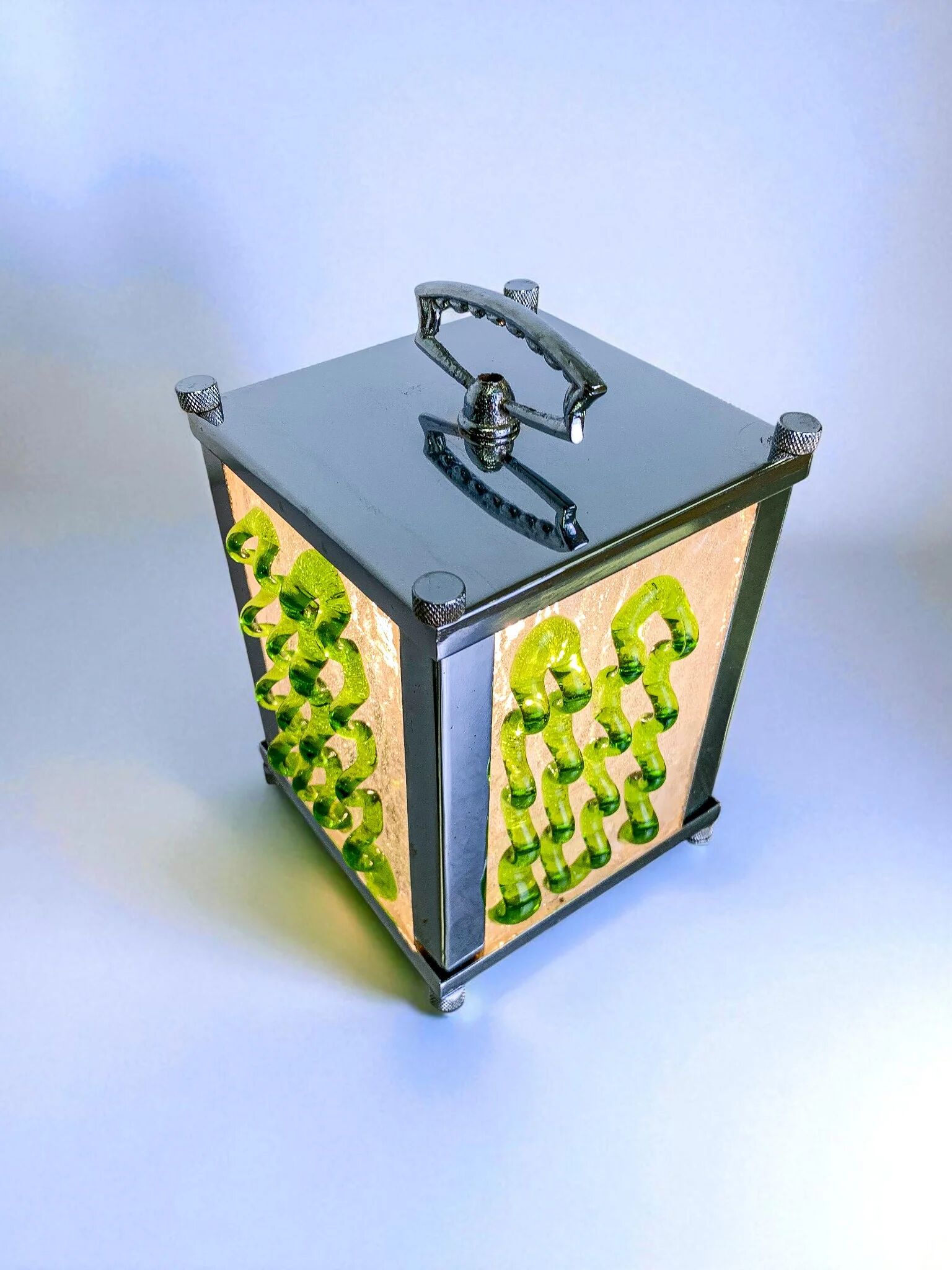 Midcentury Albano Poli green Murano glass table lamp for Poliarte, Italy, 1960s