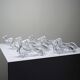 Vintage Gervais Danone knife holders, dachshund design, clear plastic