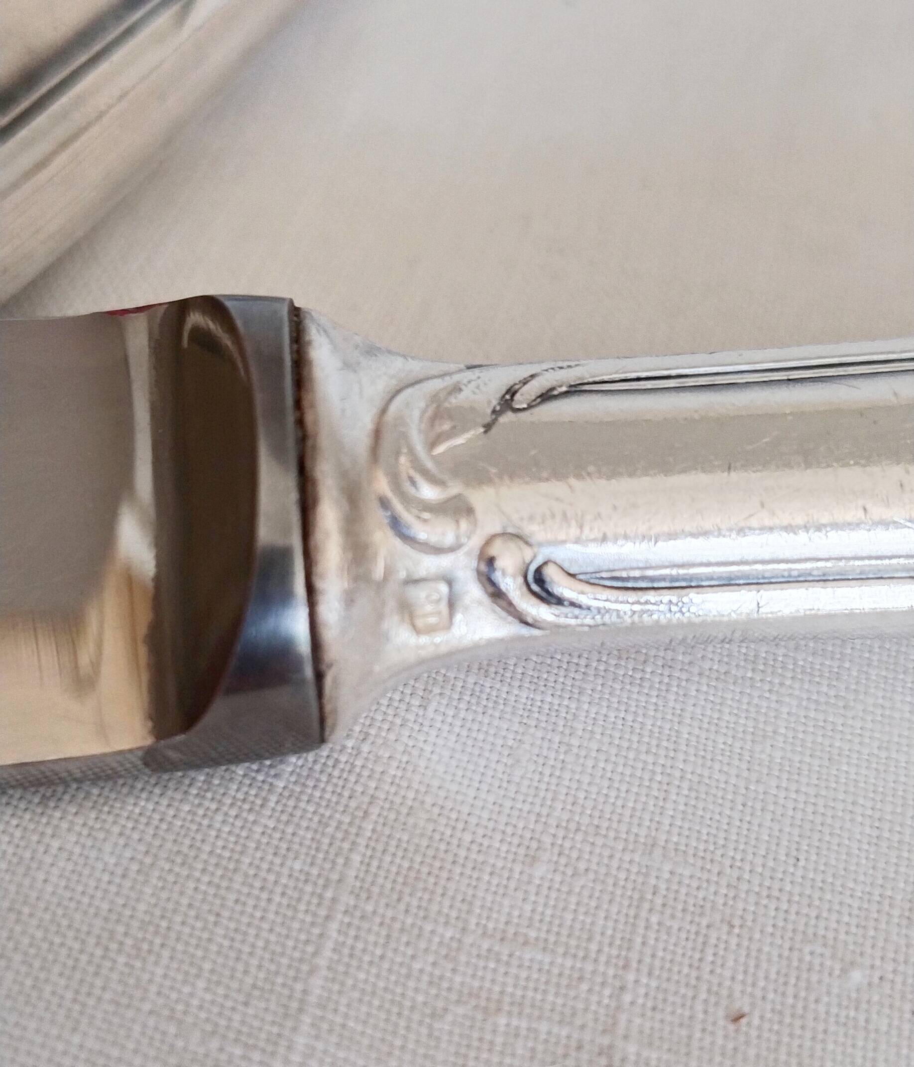 Set of 12 vintage knives, stainless steel blade and silver handle