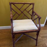 Maugrion chair and stool set in wood and rattan