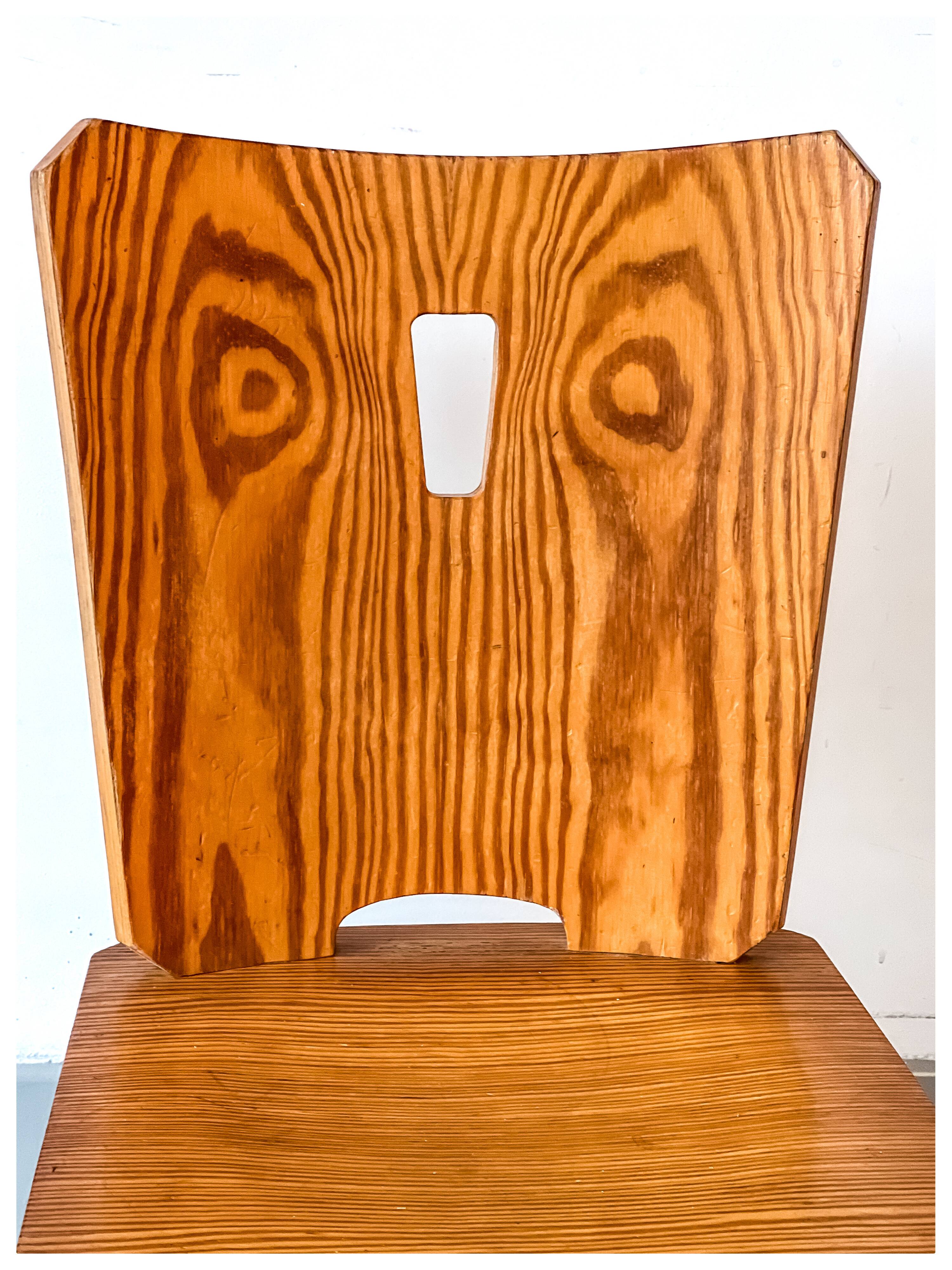 Vintage brutalist pine chairs