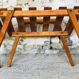 Pair of slatted side tables, Scandinavian style, 60s