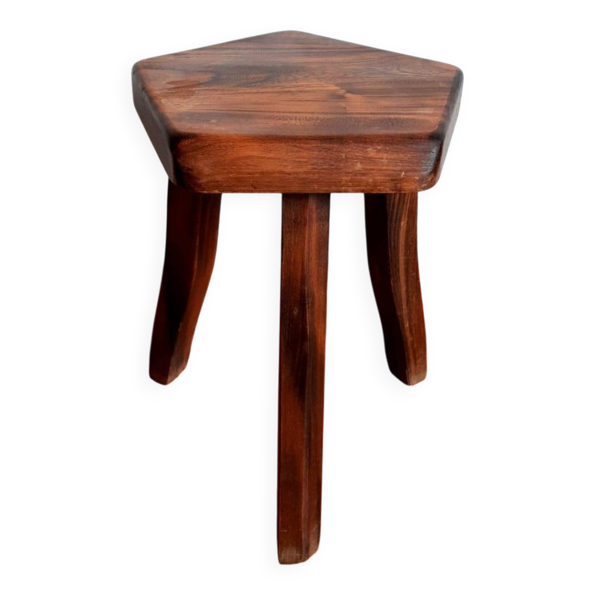Brutalist wooden tripod stool