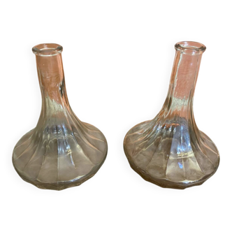 Pair of Vintage Moulded Glass Wine Decanters