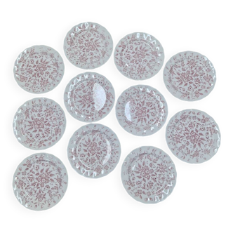 Set of 11 flat plates Nuova Fontebasso Made in Italy Floral pattern
