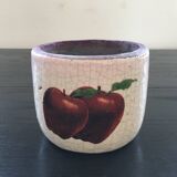 Raku flowerpot with apple decor