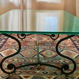 Wrought iron table with glass top