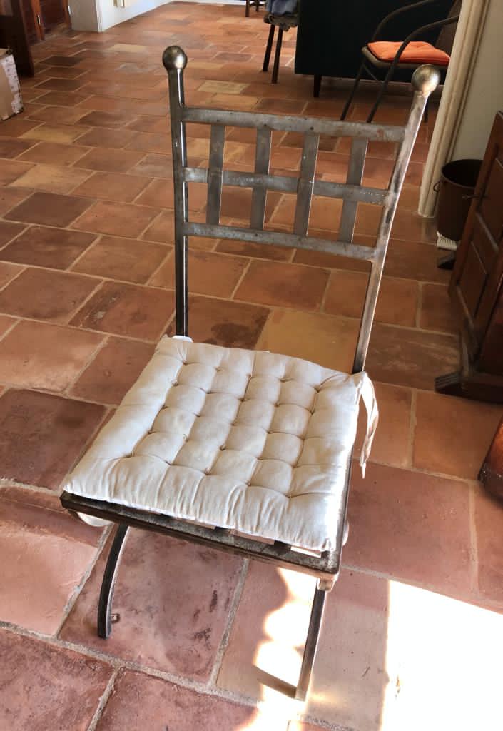 Wrought iron and glass table 4 chairs