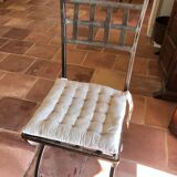Table fer forgé et verre 4 chaises