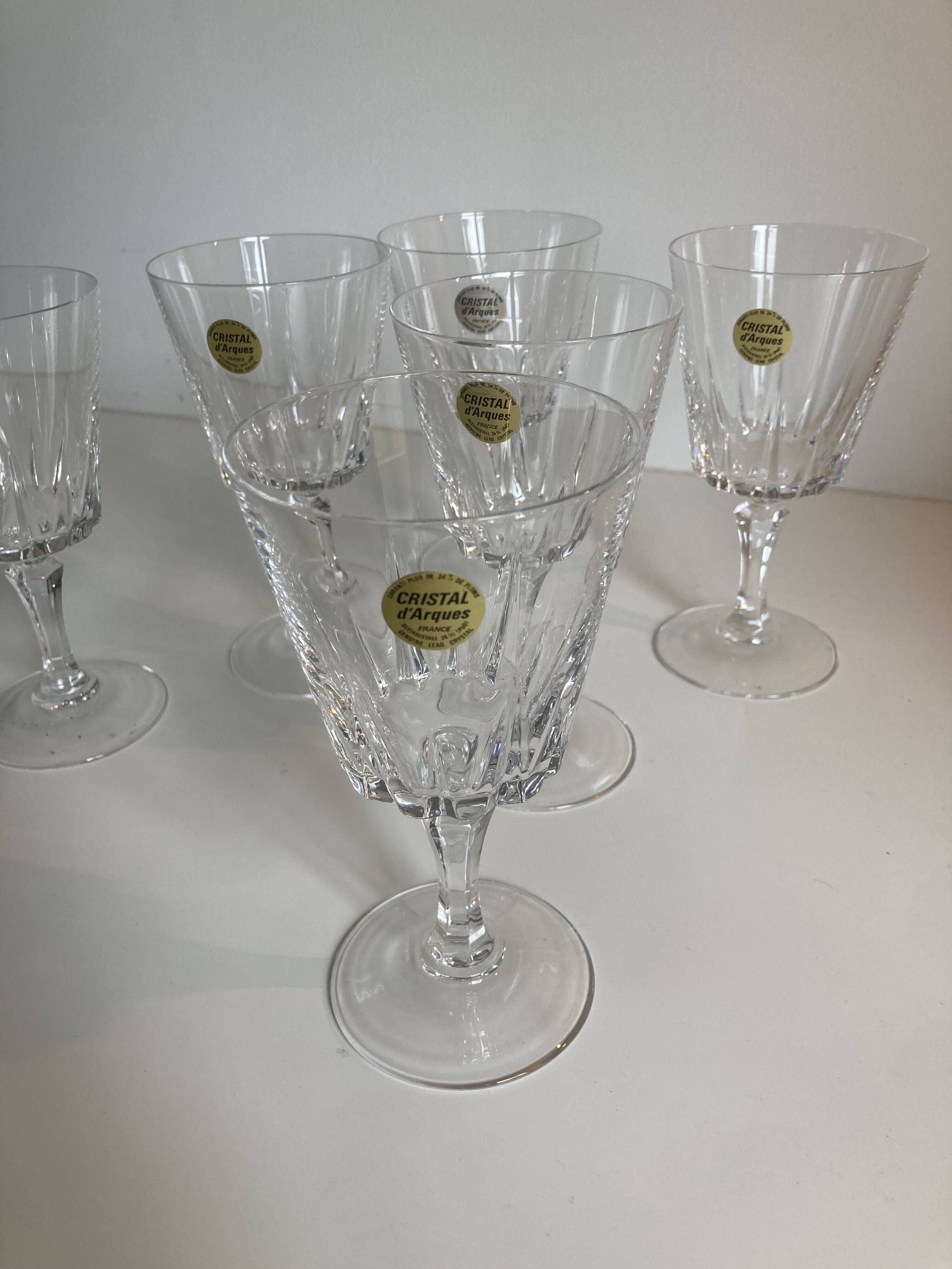 Lot of 6 Cristal d'Arques glasses