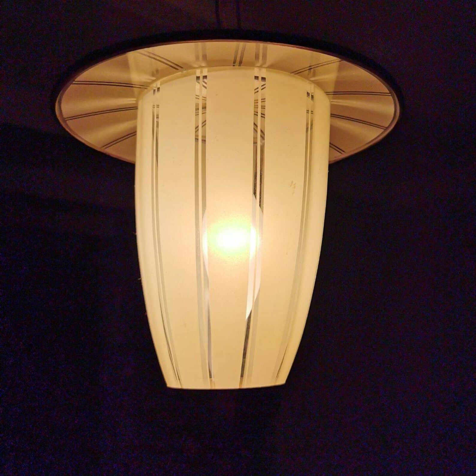 French pendant hanging in vintage 1950s glass