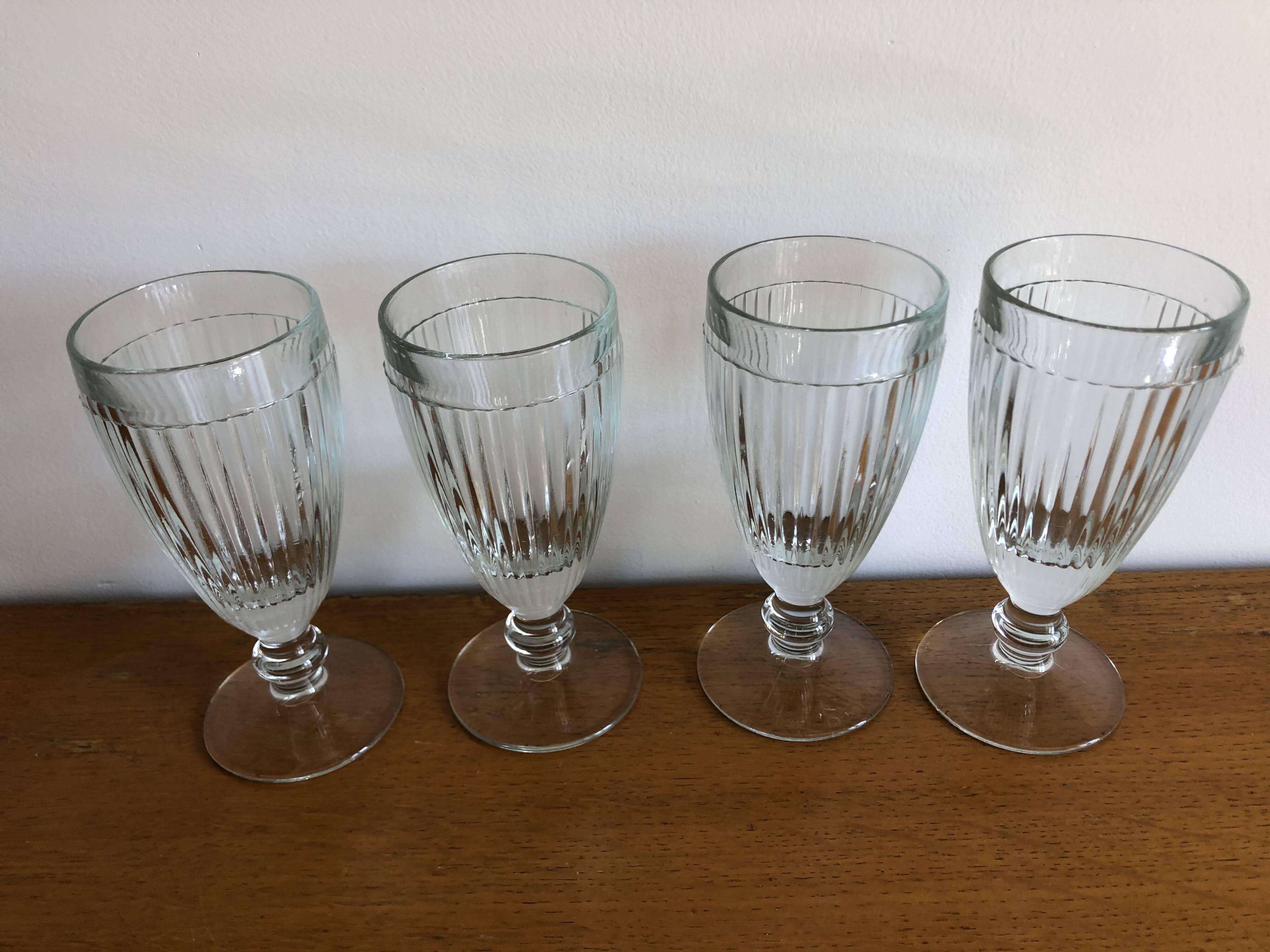 4 bistrot ice cream cups thick glass vintage