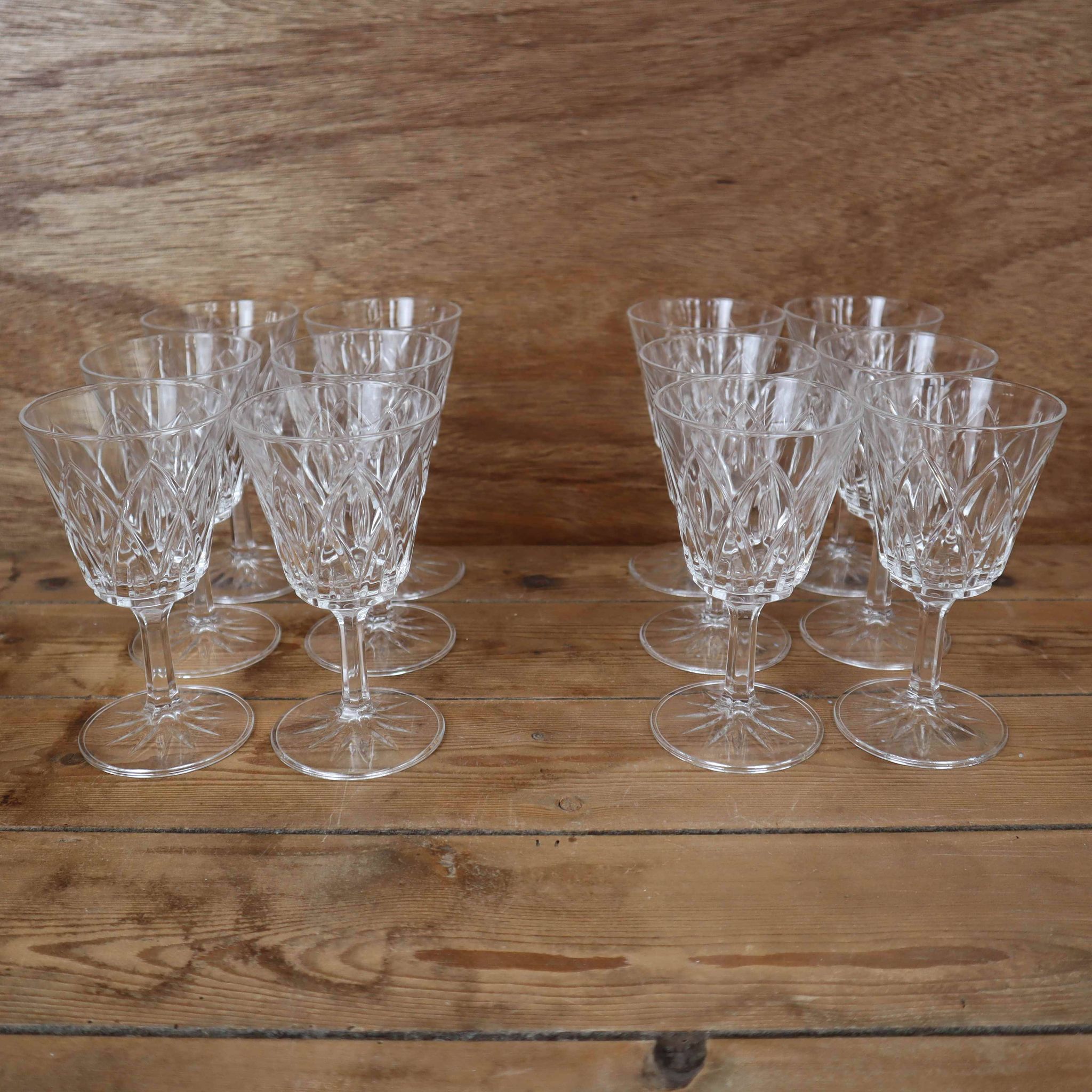 Set of 6 Arlequin red wine glasses in Reims crystal glass 1950