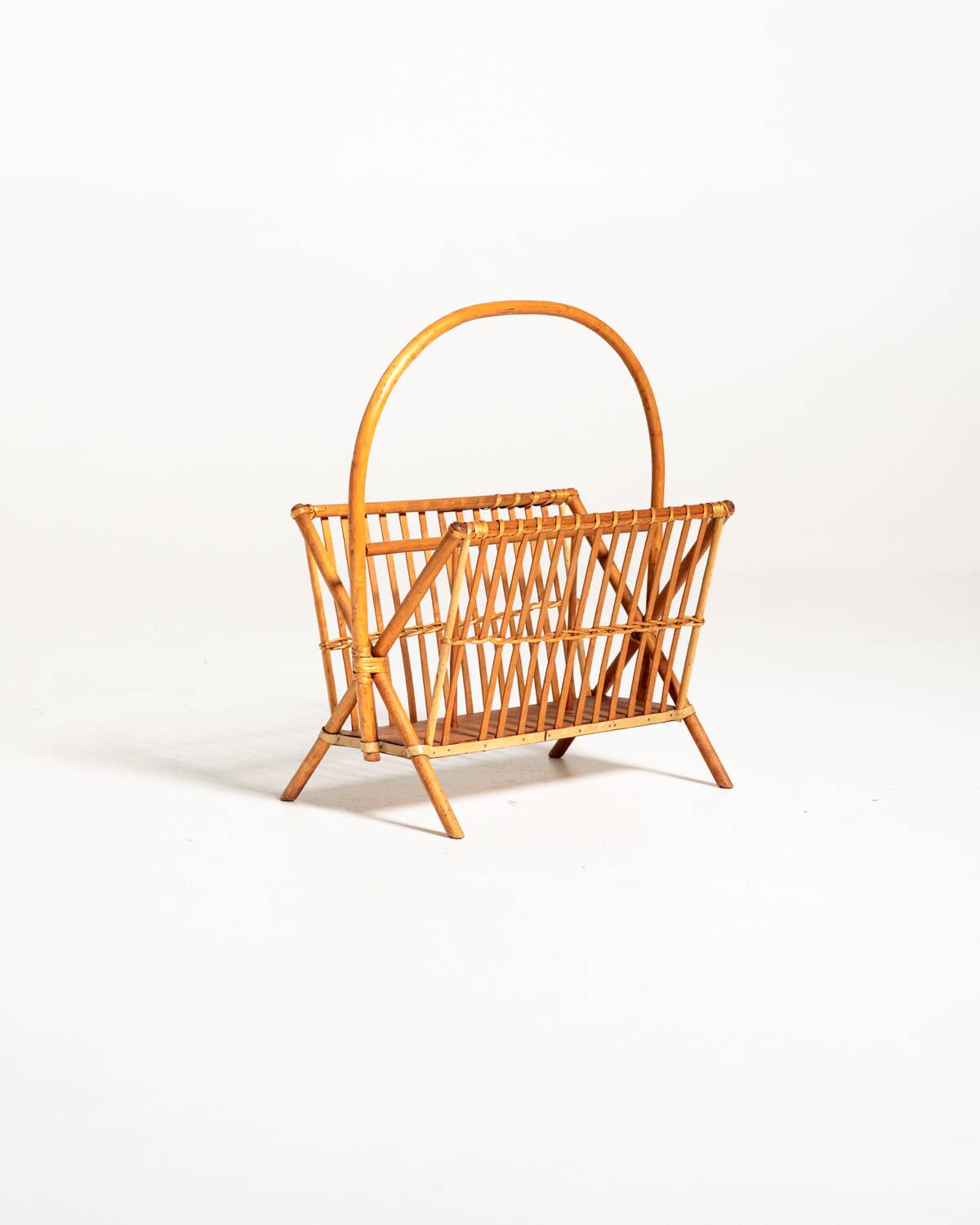 Bamboo and rattan magazine rack, Scandinavia, 1960s