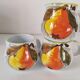 Trio of vintage Italian earthenware mugs, hand-painted – pear motif