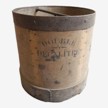 Seau mesure grains double décalitre old grain measuring bucket déco