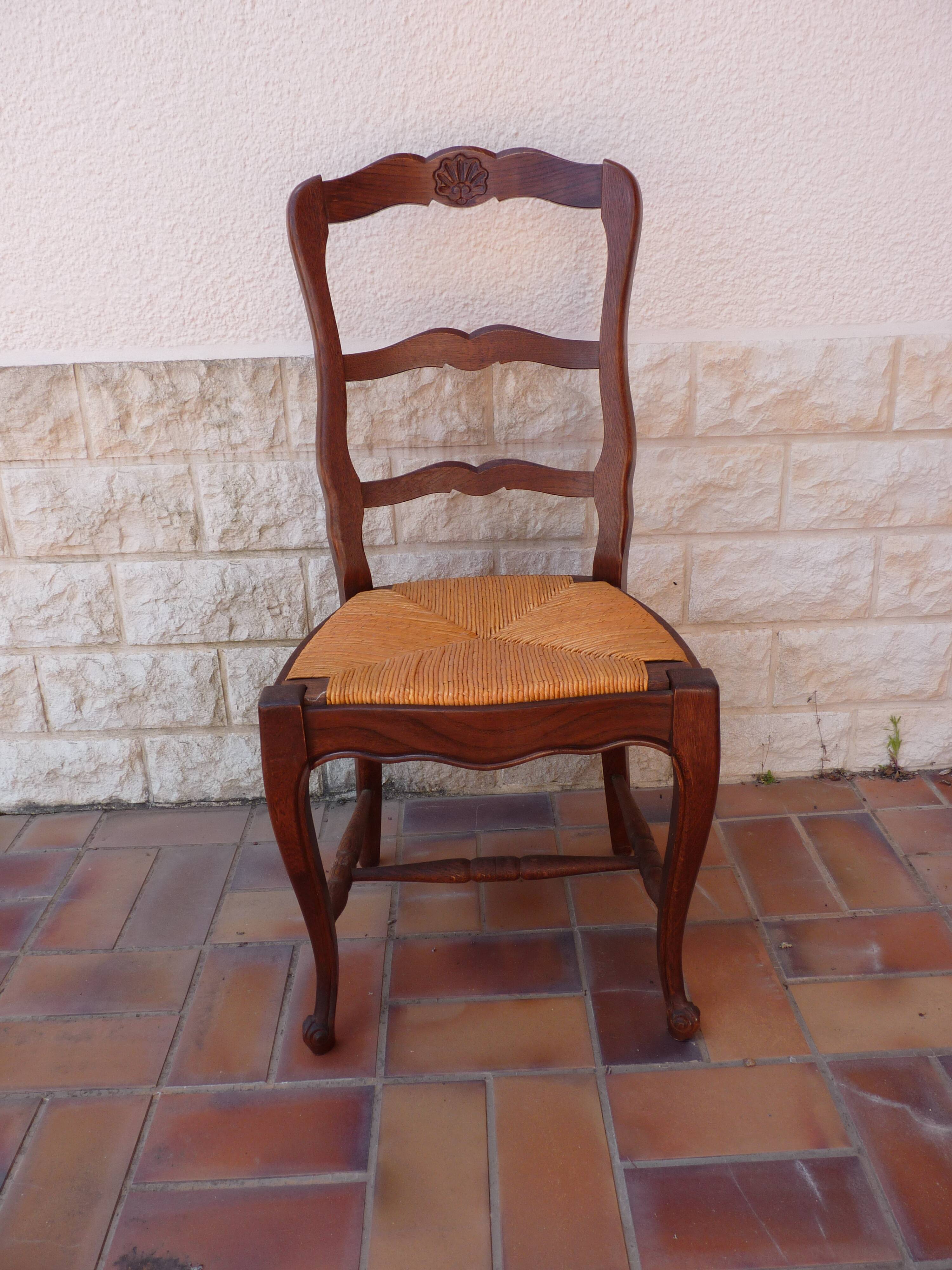 6 straw oak chairs