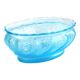 Old oval coupe basket in moulded blue glass, frosted acid, 1900.