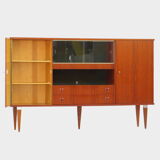 Vintage mid century high quality Danish design highboard buffet cabinet made of teak, 1960s