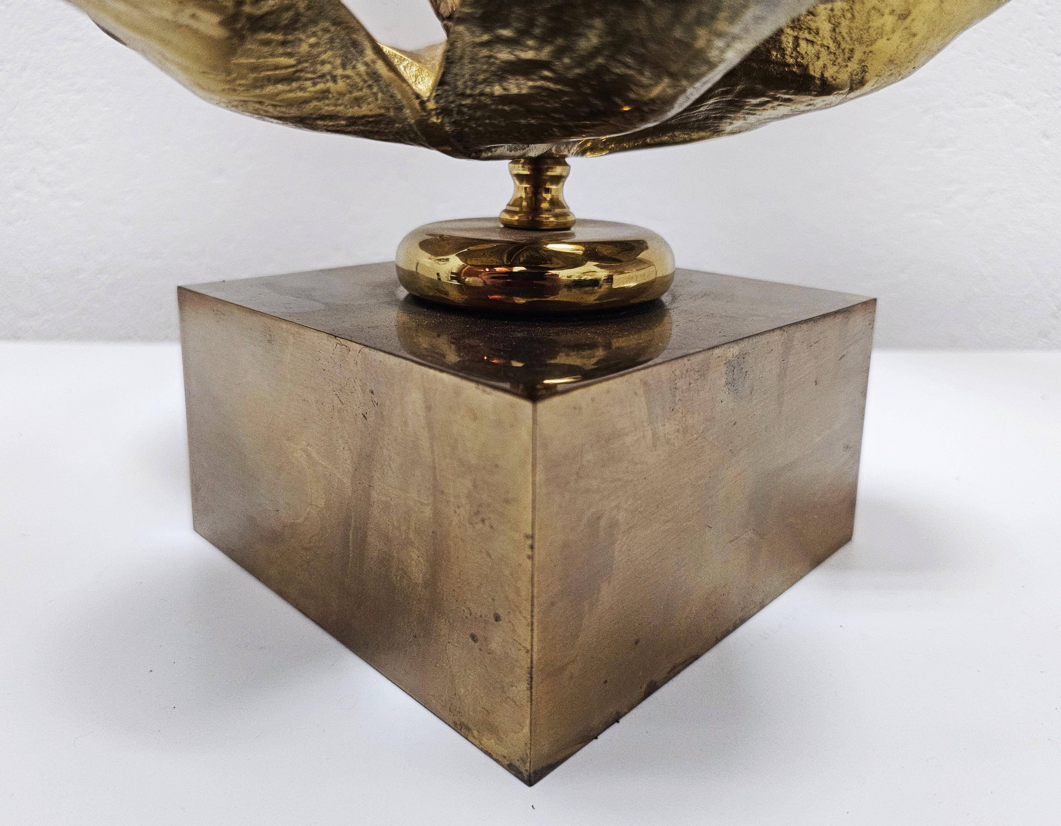 Nenuphar table lamp in bronze and brass by Maison Charles, 1960s.