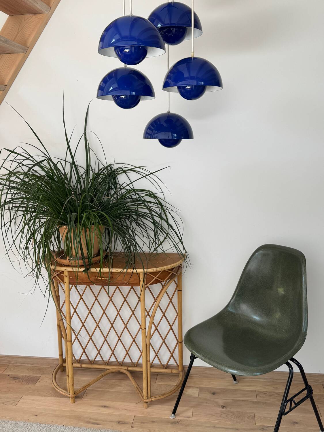 5 Blue Flower Pots by Verner Panton produced by Louis Poulsen