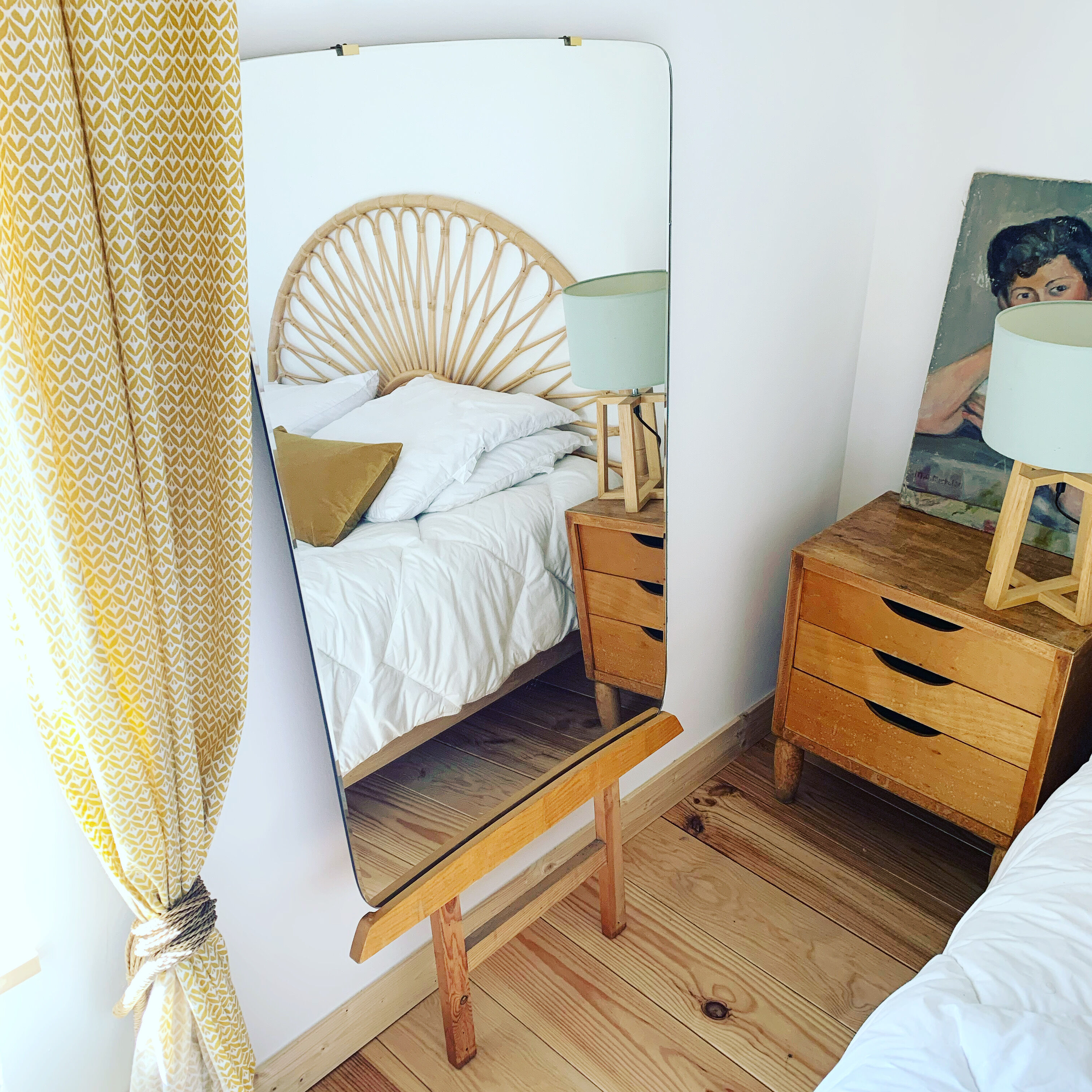 Vintage mirror on stand 50s - 137x70cm