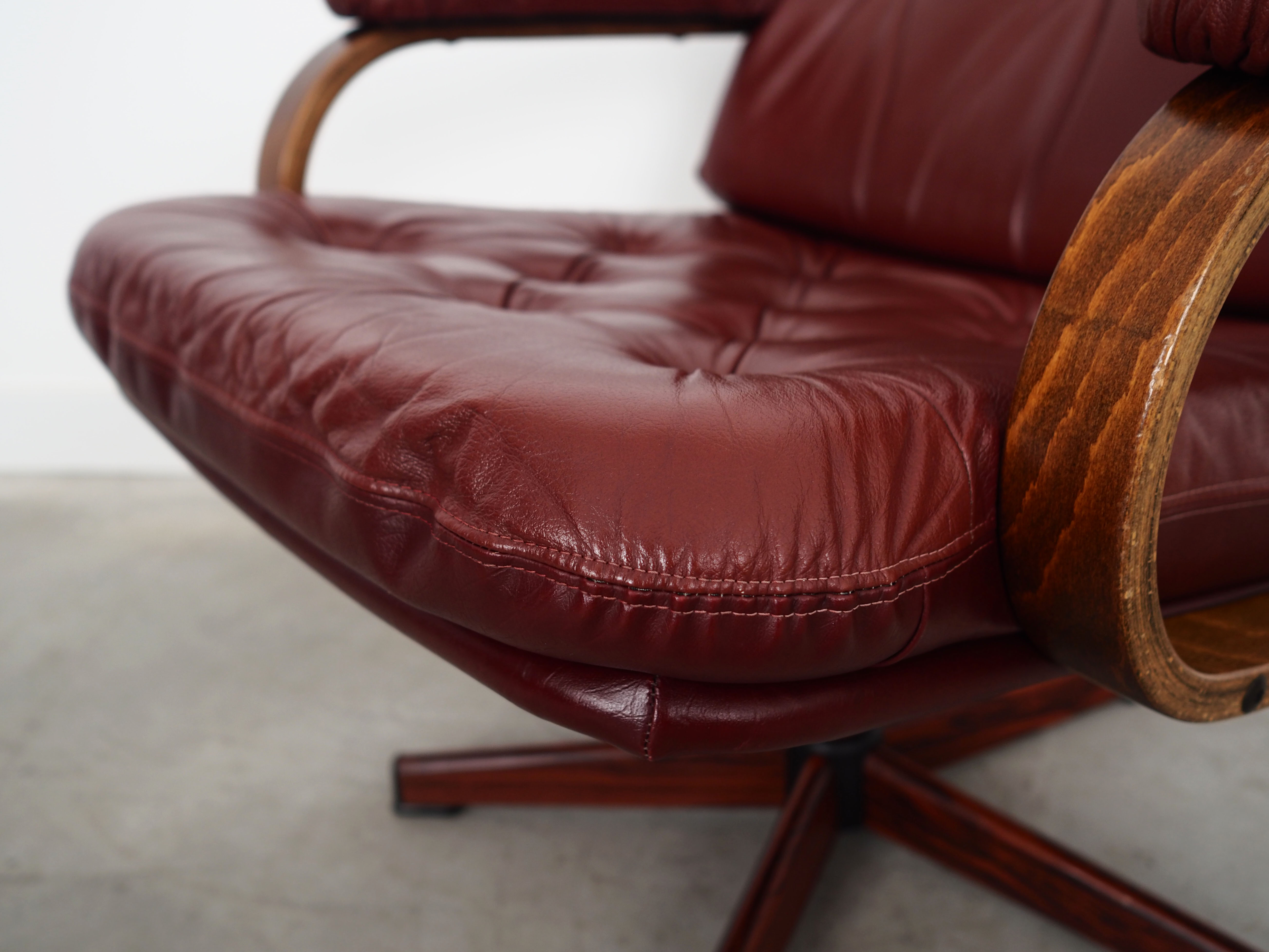 Leather swivel armchair, Danish design, 1970s, made in Denmark