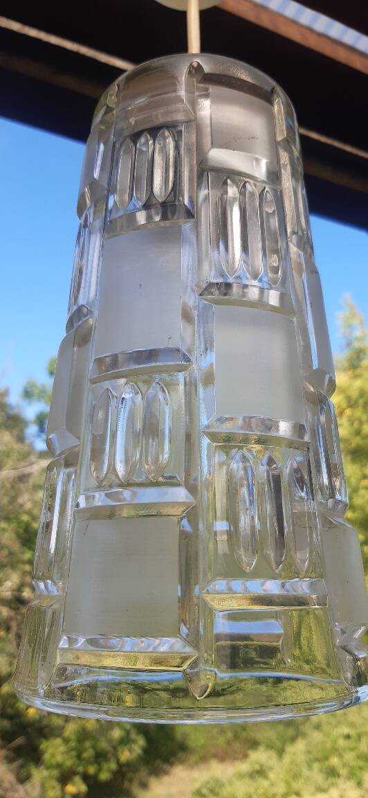 Suspension vintage en verre moulé
