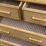 Vintage rattan and woven wicker chest of drawers 1970