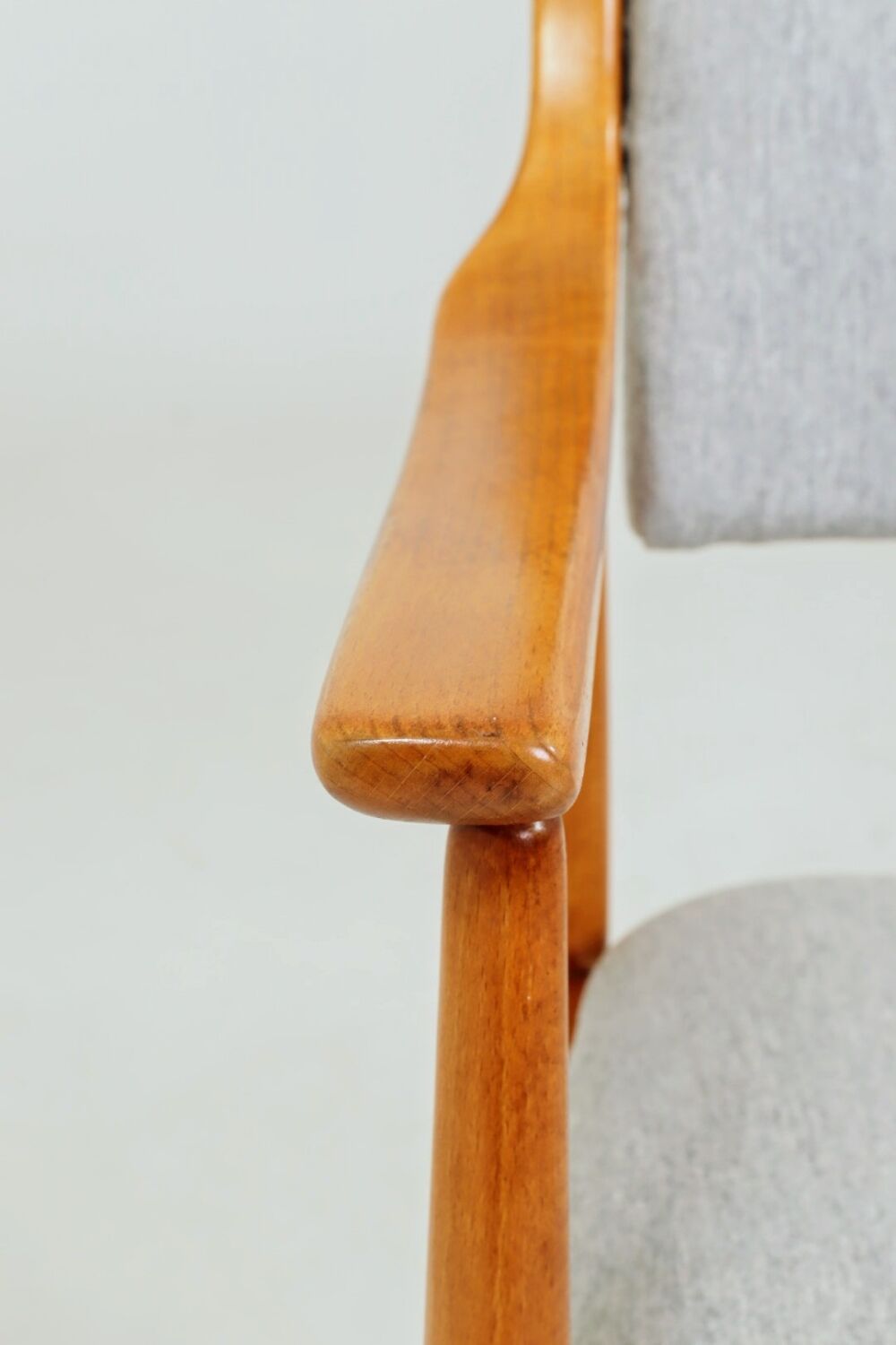 Vintage desk chair officer armchair light grey wool 1960