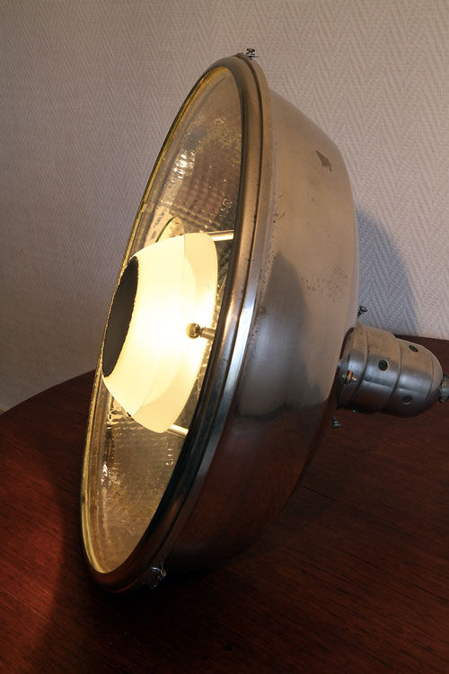 Old Bauhaus lamp in mercurized glass chrome industrial suspension.