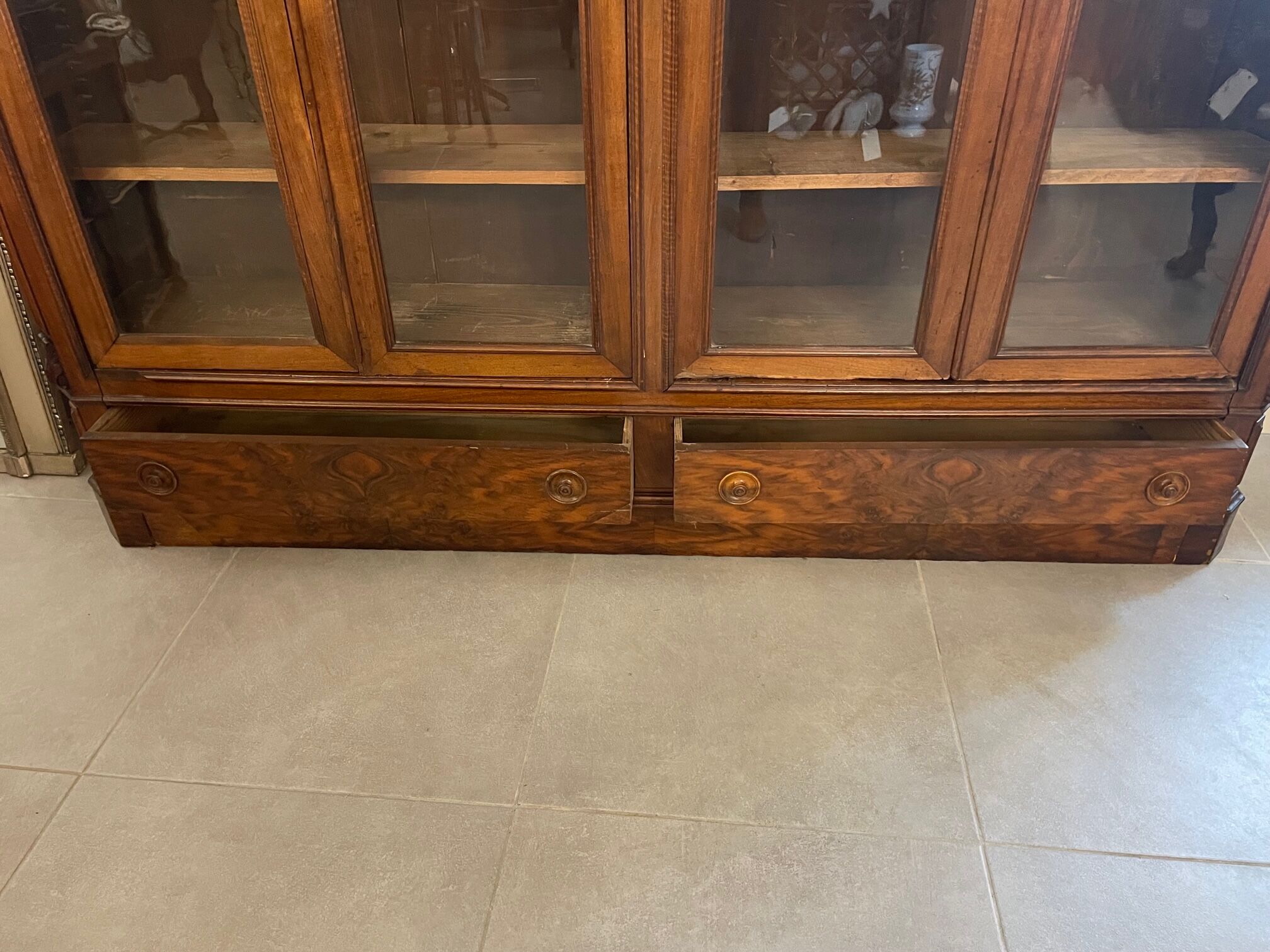 1900 walnut display case