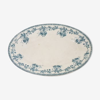 Oval serving dish in earthenware of Choisy le Roi model Paris, iron earth