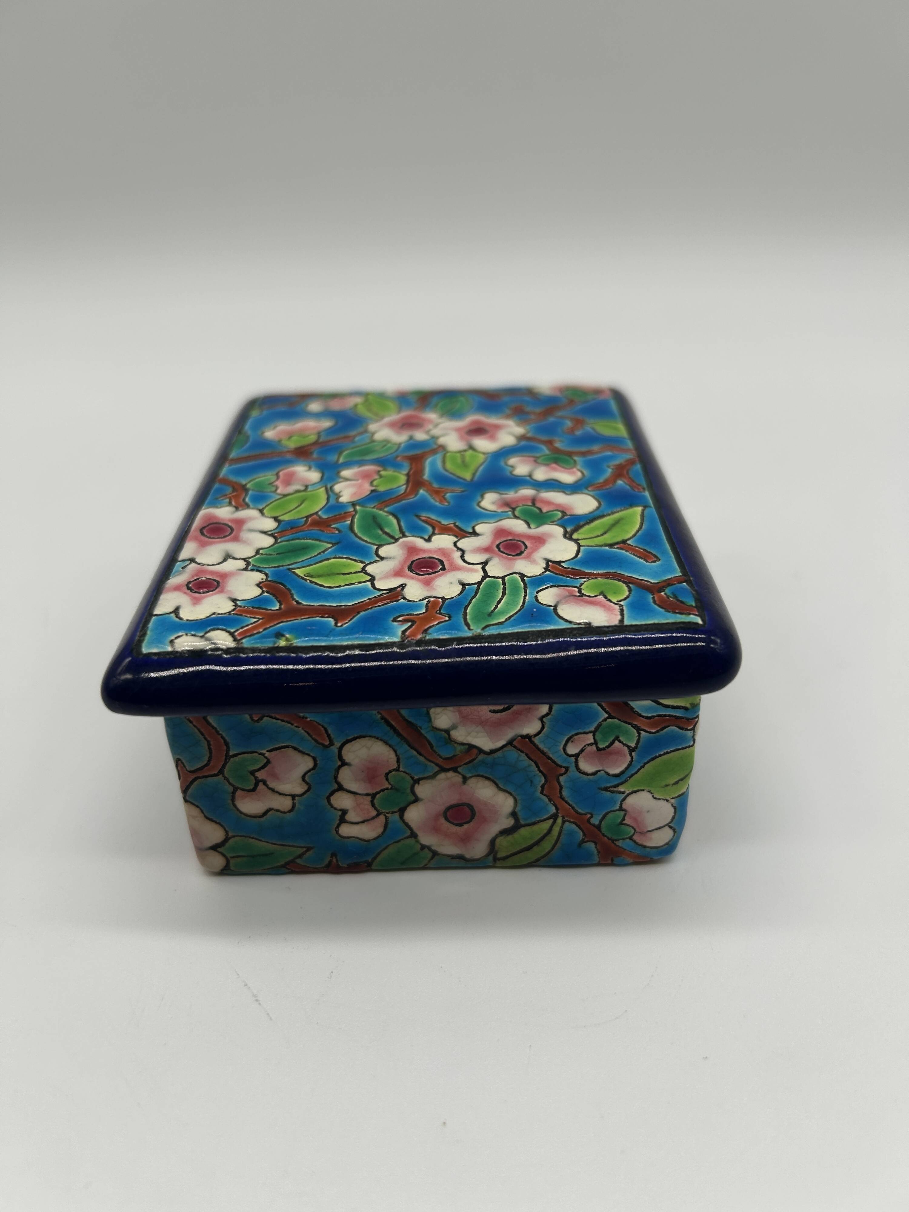 Bonbonnière in faience and Longwy enamels