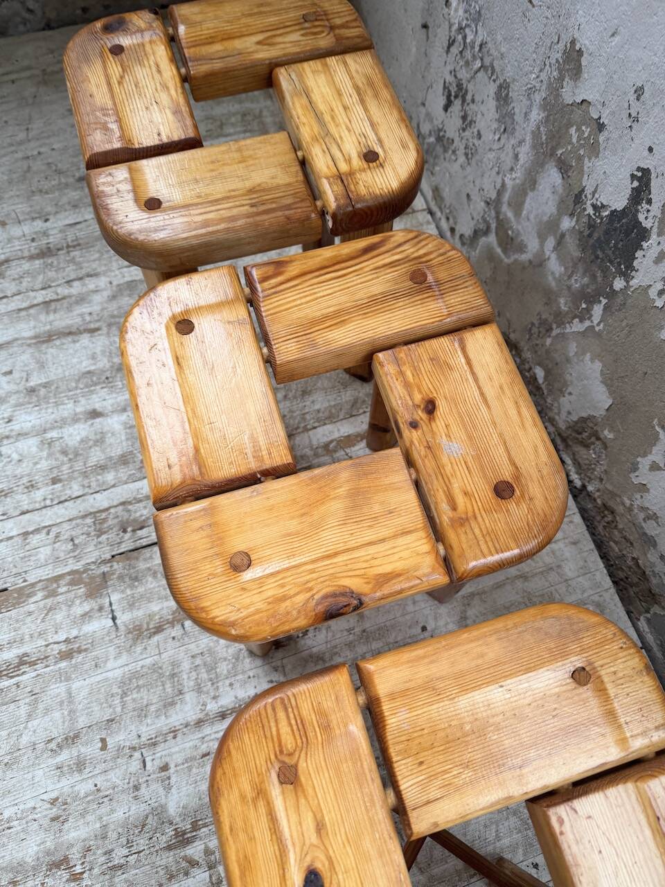 Set of 6 Olof Ottelin stools, Finland 1950.
