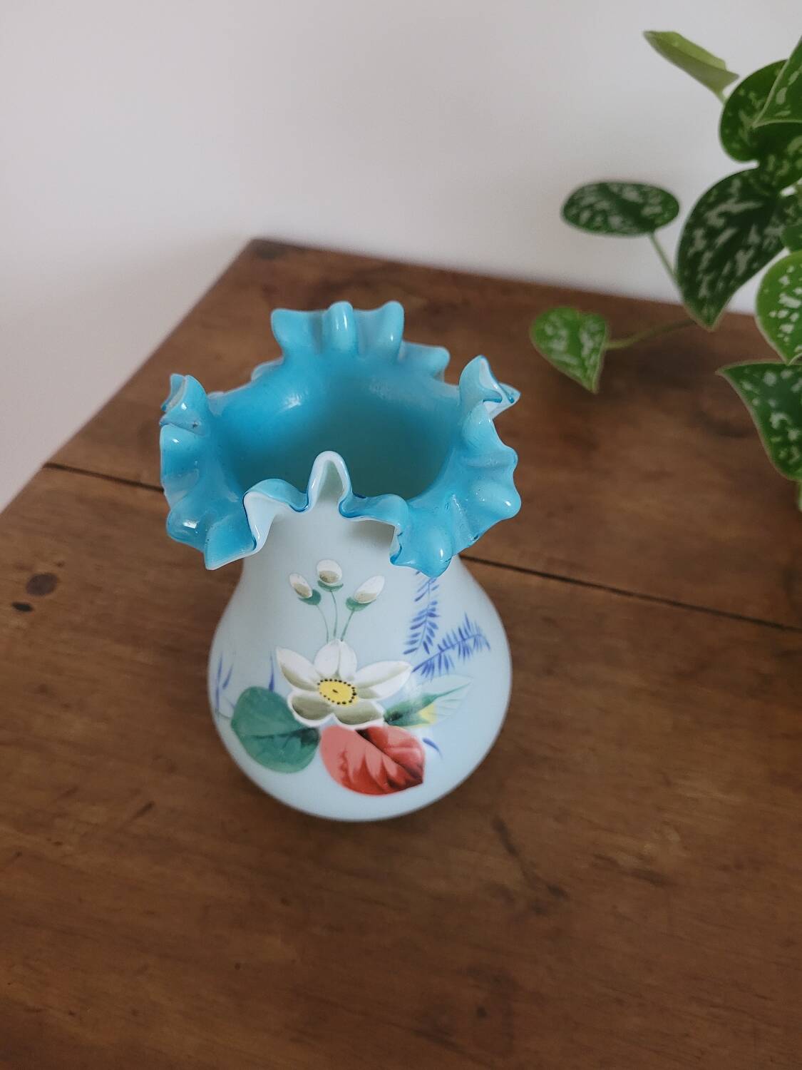 19th century blue opaline vase