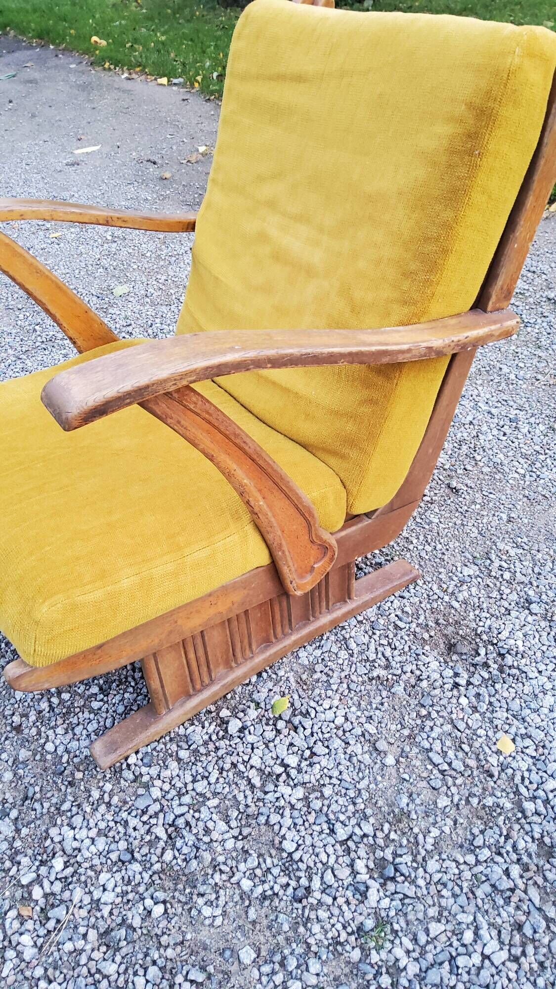Sleigh armchair of the 40s/50s in oak